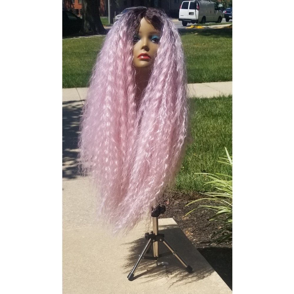 28 inch pink handmade wig